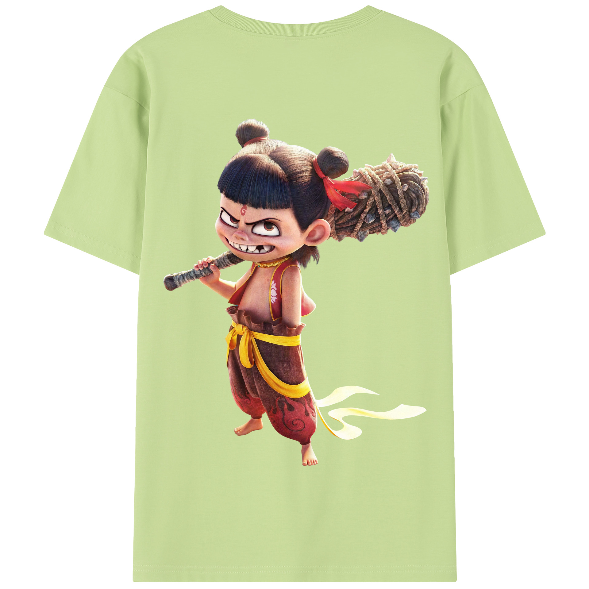 （画像用） Ne Zha 2 ナタ 魔童の大暴れ 綿100％半袖Tシャツ（背面プリント）